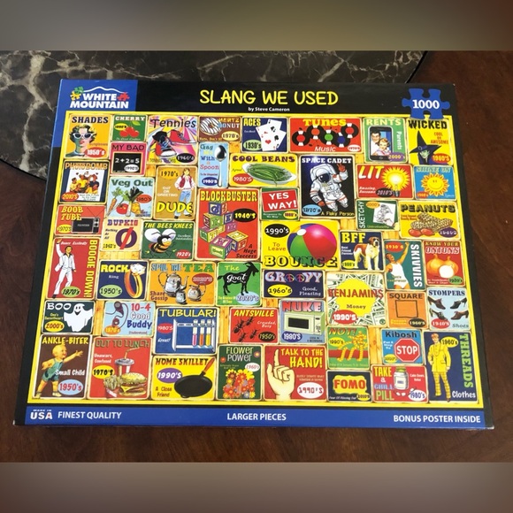 WHITE MOUNTAIN “THE SLANG WE USED” 1000 piece puzzle complete condition fun - Picture 7 of 7